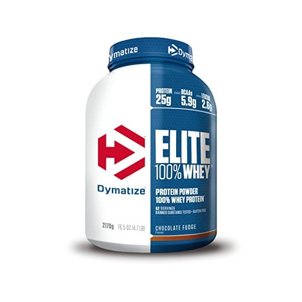 Dymatize Elite 100% Whey Strawberry Blast 942g - Poudre à Hautes en Protéines et Faibles en Sucres + BCAA