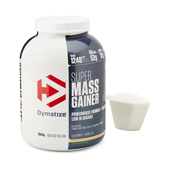 Dymatize Super Mass Gainer Glucide Gourmet Vanille 2,9 kg - Poudre Weight-Gainer + Glucides BCAA et Caséine