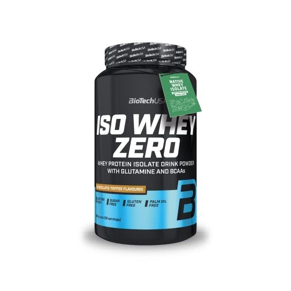 BioTechUSA Iso Whey ZERO, Lactose, Gluten, Sugar FREE, Premium Whey Protein Isolate, 908 g, Chocolat-Toffee