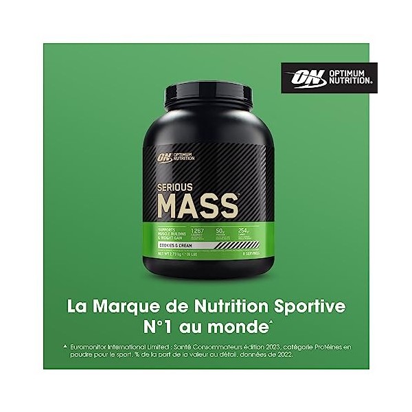 Optimum Nutrition Serious Mass Poudre de Protéine Gain de Masse Hautement Calorique avec 25 Vitamines et Minéraux, Créatine M