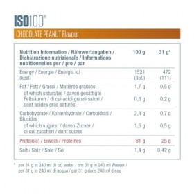 Dymatize ISO 100 Hydrolyzed Chocolate Peanut 932g - Hydrolysat de Protéines de Whey + Poudre dIsolat