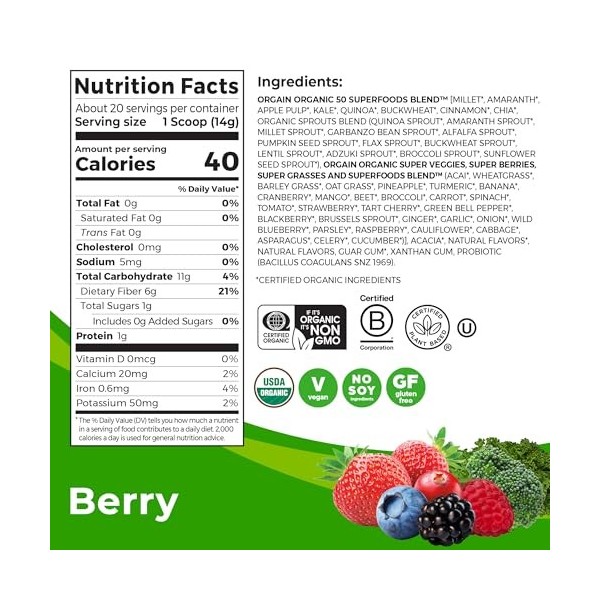 Orgain Bio SuperFoods Berry .62 Ib