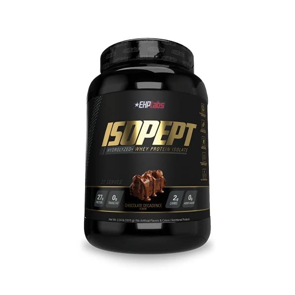 IsoPept Hydrolyzed Whey Protein Powder by EHPlabs - 100% Whey Protein Isolate & Hydrolysate, 27g of Protein, Non-GMO, Gluten 