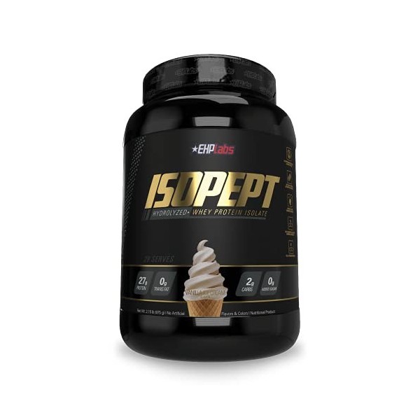 IsoPept Hydrolyzed Whey Protein Powder by EHPlabs - 100% Whey Protein Isolate & Hydrolysate, 27g of Protein, Non-GMO, Gluten 