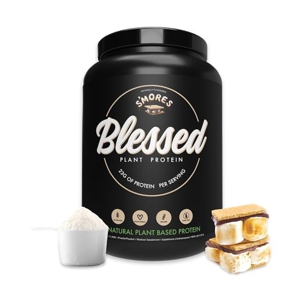 Blessed Plant Based Vegan Protein Powder - 23g of Pea Protein Isolate, Low Carbs, Non Dairy, Gluten Free, Soy Free, No Sugar 