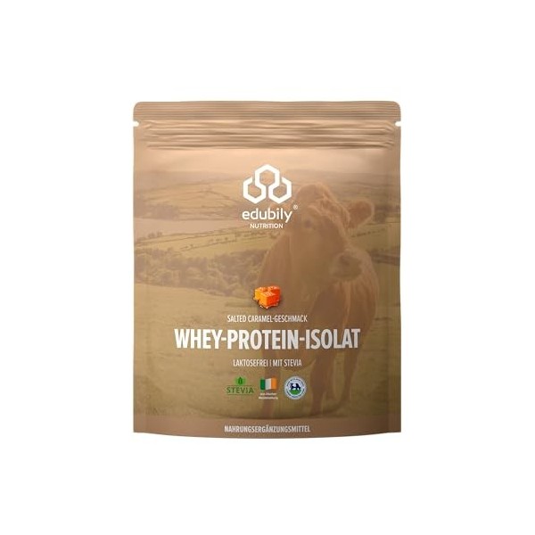 edubily nutrition® Whey Protein Isolat • Sans lactose • Poudre de protéines très soluble sans glucides ni sucre • Issu de pât