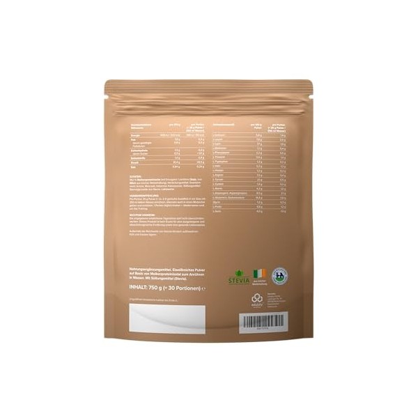 edubily nutrition® Whey Protein Isolat • Sans lactose • Poudre de protéines très soluble sans glucides ni sucre • Issu de pât