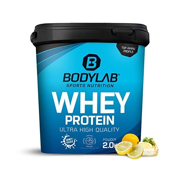 Bodylab24 Whey Protein Powder Gâteau au fromage et au citron 2kg, pour des muscles plus forts, protéine de lactosérum peut fa