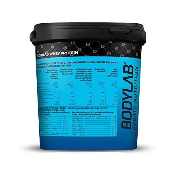 Bodylab24 Whey Protein Powder Gâteau au fromage et au citron 2kg, pour des muscles plus forts, protéine de lactosérum peut fa