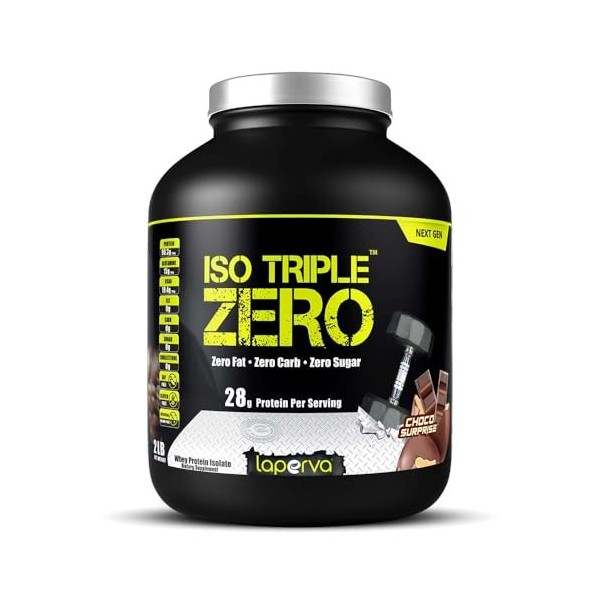 Laperva ISO Triple Zero - Poudre de protéine de lactosérum isolée - Zéro graisse, glucides et sucre - 90% de protéines – Pour