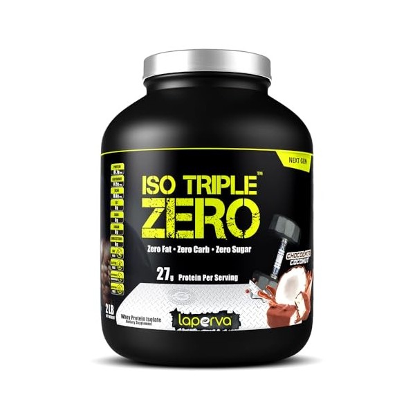 Laperva ISO Triple Zero - Poudre de protéine de lactosérum isolée - Zéro graisse, glucides et sucre - 90% de protéines – Pour