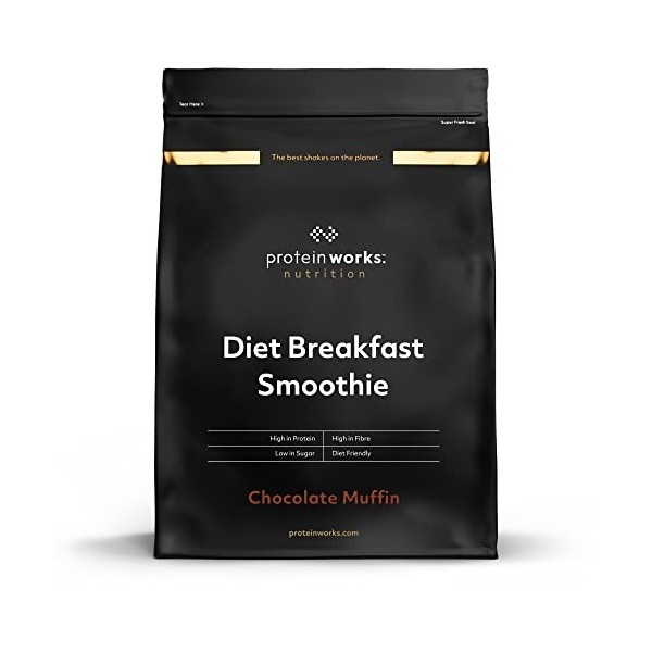 Protein Works - Diet Breakfast Smoothie | Petit-déjeuner sur le pouce | Hyperprotéiné et peu sucré | 36 Portions | Muffin au 