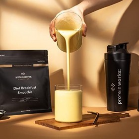 Protein Works - Diet Breakfast Smoothie | Petit-déjeuner sur le pouce | Hyperprotéiné et peu sucré | 36 Portions | Latte Cara