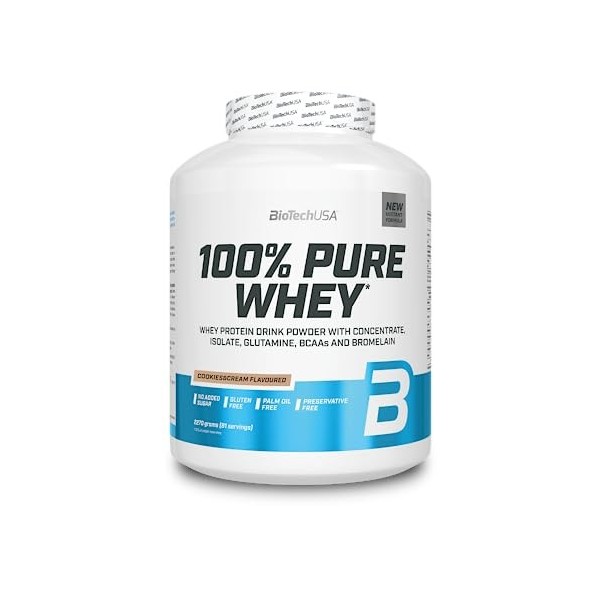 BioTechUSA 100% Pure Whey | Poudre de protéines avec BCAA et Glutamine | Sans gluten, sans huile de palme | 28g de protéines 