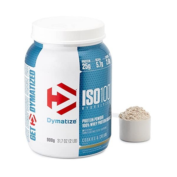 Dymatize ISO 100 Cookies&Cream 900g - Hydrolysat de Protéines de Whey + Poudre dIsolat