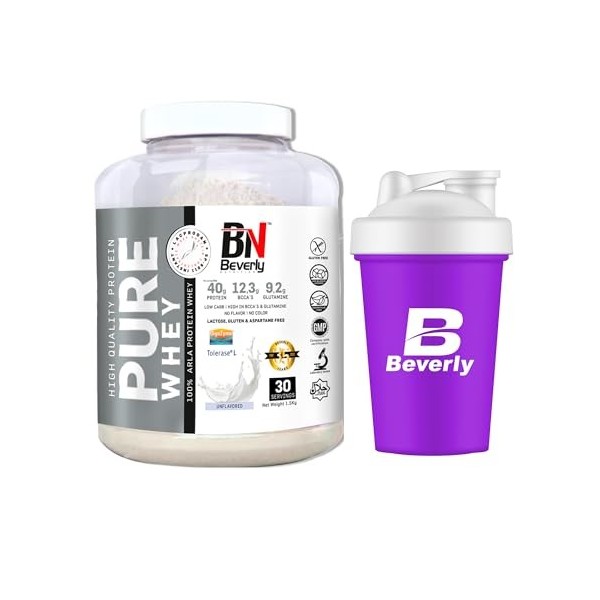 Beverly Pure Whey 80% Protein 1,5 kg | Whey protein | sans saveur | mélangeur gratuit | Hiper protein diet