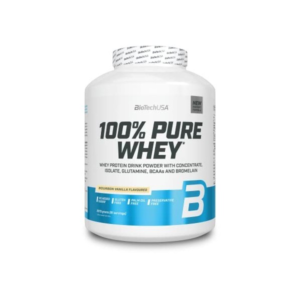 BioTechUSA 100% Pure Whey | Poudre de protéines avec BCAA et Glutamine | Sans gluten, sans huile de palme | 28g de protéines 