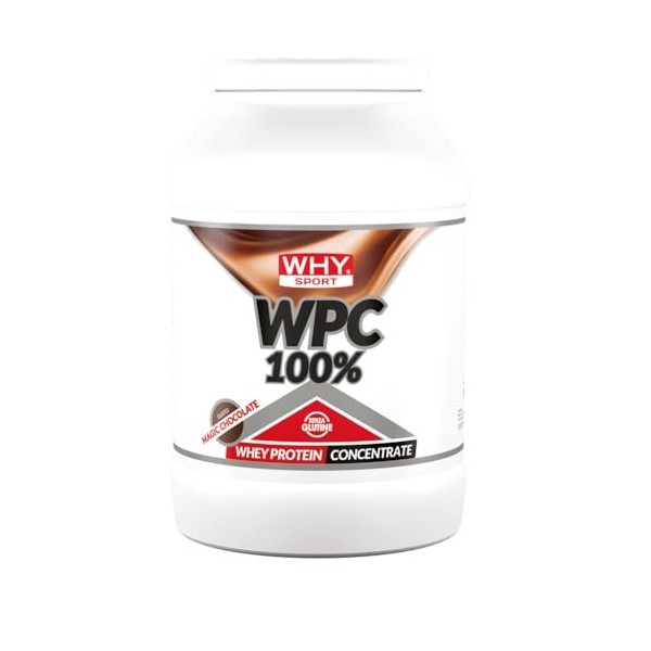 WHY SPORT WPC 100% WHEY - Protéines Whey - Protéines en poudre pour la masse musculaire - Sans gluten - Goût Magic Chocolate 