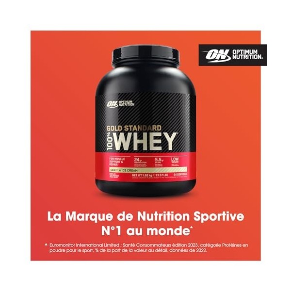 Optimum Nutrition Gold Standard 100% Whey, Poudre de Protéines pour Construction et Récupération Musculaire, avec Glutamine e