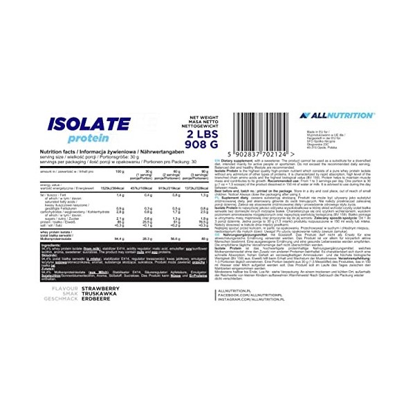 Allnutrition Isolate Protein Strawberry 908G