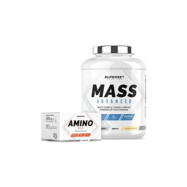 Superset Nutrition | Programme Prise De Masse Débutant - Mass Advanced 2,5kg Vanille Crémeuse - Amino Max