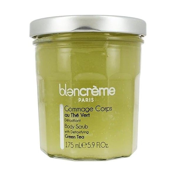 Blancrème Gommage Corps Peau Sensible au thé vert Matcha 175ml - Body Scrub 96% naturel Made in France - Exfoliant et Détoxif