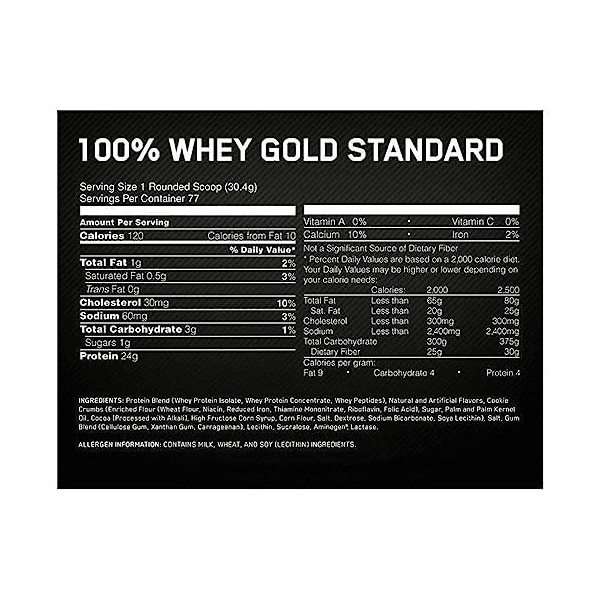 Optimum Nutrition Proteína On 100% Whey Gold Standard 5 Lbs 2,27 Kg Sabor Cookies-Cream