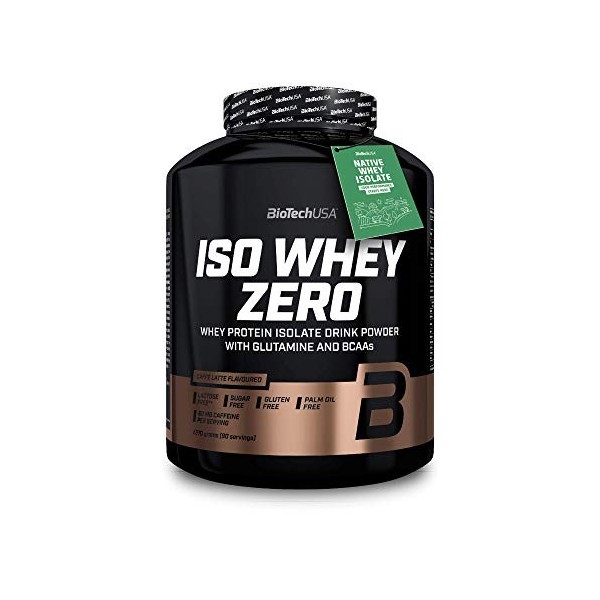 BioTechUSA Iso Whey ZERO, Lactose, Gluten, Sugar FREE, Premium Whey Protein Isolate, 2.27 kg, Caffé Latte