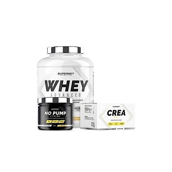 Superset Nutrition | Programme Prise De Muscle Sec Confirmé - 100% Whey Proteine Advanced 2kg Passion Chocolat Blanc - No Pum