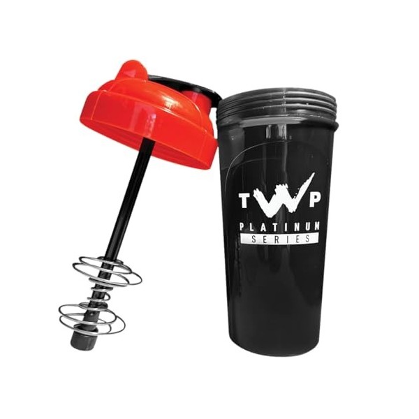 TWP Nutrition Platinum Series Cardio Bouteille mélangeuse classique sans BPA avec mélangeur et tige de mélange, parfait pour 