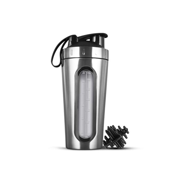 Rheross Bouteilles shaker pour mélanges de protéines en acier inoxydable qui ne restent pas froids/chauds, fenêtre visible en