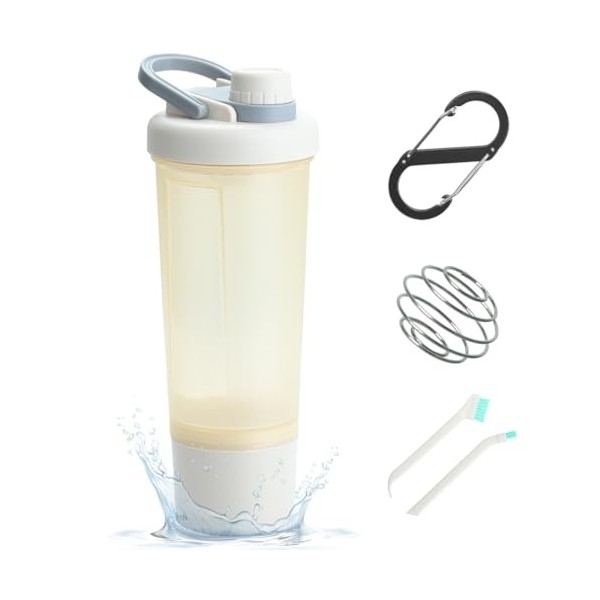 SXQLYH Bouteille shaker de protéines, de nutrition, 500 ml, avec boîte de rangement de 150 ml, avec boule mélangeuse en acier