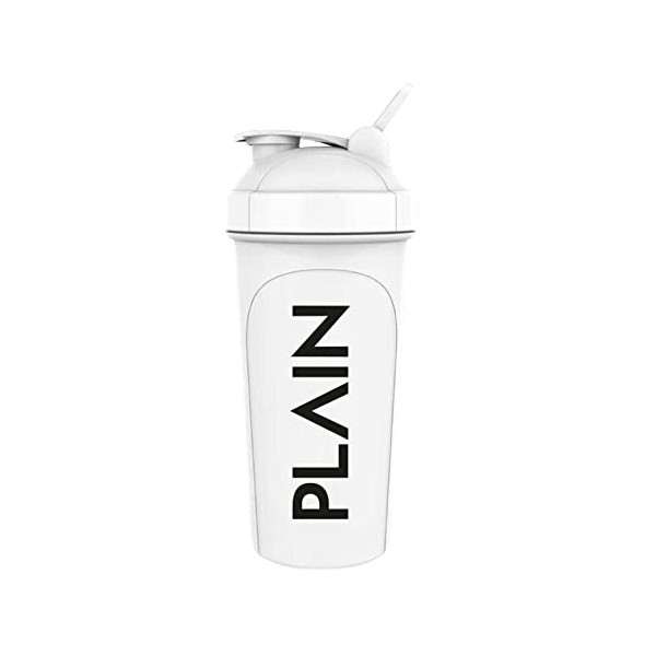 PLAIN® - Shaker blanc 700 ml | Shaker à protéines avec fermeture à pression, tamis et échelle de mesure | Shaker fitness pour