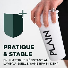 PLAIN® - Shaker blanc 700 ml | Shaker à protéines avec fermeture à pression, tamis et échelle de mesure | Shaker fitness pour