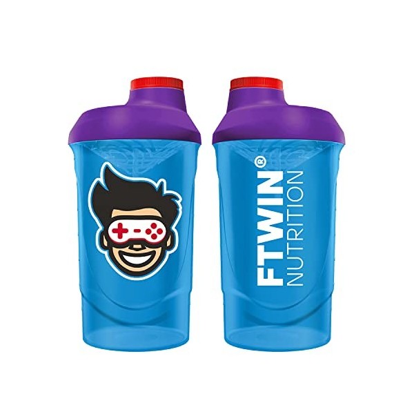 FTWIN SHAKER | Pour gamer et e-sportor | 600 ml avec échelle de mesure et passoire | Anti-fuite | Sans BPA et sans DEHP