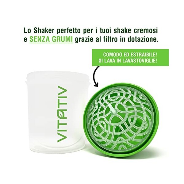 VITATIV - Gourde Shaker 300 ml, pour les sports et les activités de plein air, parfaite pour les protéines