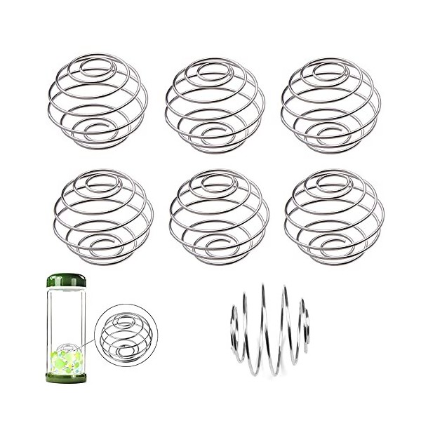 Lot de 6 shakers sphériques avec boule - En acier inoxydable - Pour le sport et le fitness - Pour boissons mélangées aux prot