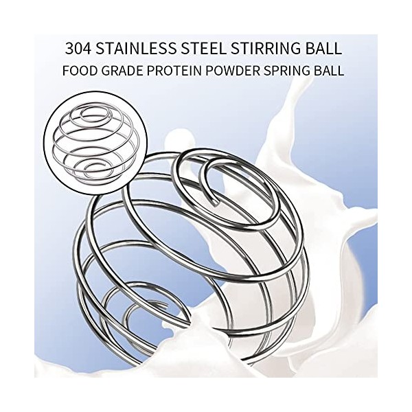 Lot de 6 shakers sphériques avec boule - En acier inoxydable - Pour le sport et le fitness - Pour boissons mélangées aux prot
