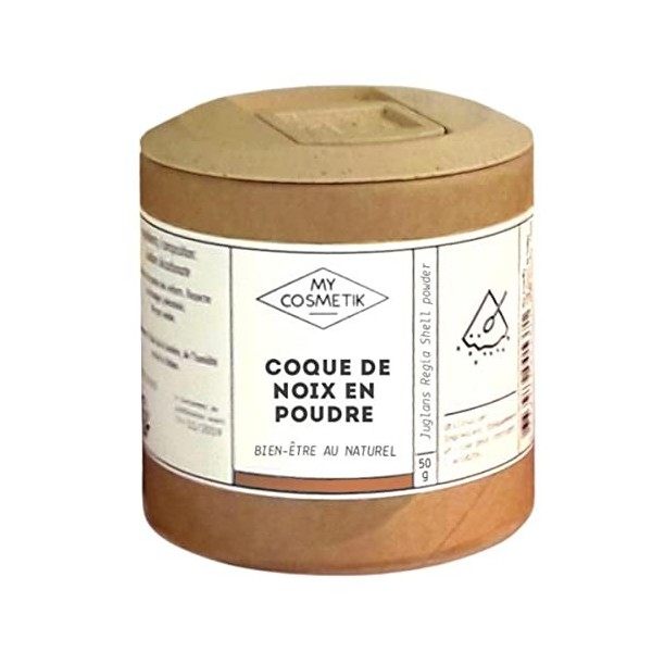 Coque de noix en poudre - Exfoliant - 100% Pure et Naturelle - MY COSMETIK - 50 g - en pot végétal