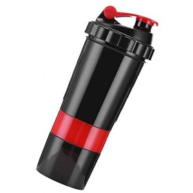 RiToEasysports Shaker Bouteille, 3 Couches Anti-Fuite Portable en Plastique Mélangeur De Sport Tasse avec Boîte De Capsules D