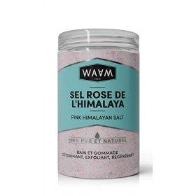 WAAM Cosmetics – Sel rose de l’Himalaya– 100% pur et naturel – Sel exfoliant et détoxifiant – Pour bains et gommage du corps 