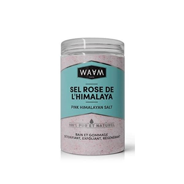 WAAM Cosmetics – Sel rose de l’Himalaya– 100% pur et naturel – Sel exfoliant et détoxifiant – Pour bains et gommage du corps 