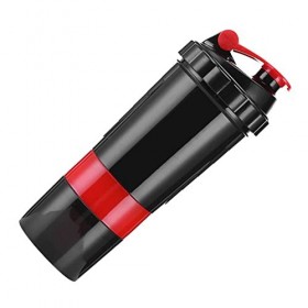 Alomejor Shaker Bouteille 3 Couches Anti-Fuite Portable en Plastique Mélangeur De Sport Tasse avec Boîte De Capsules De Poudr