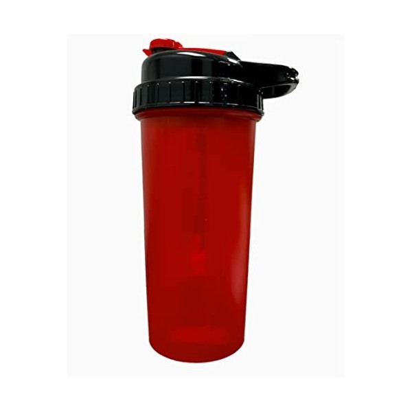 SNS Health Shaker, Leak Proof Bottle for Protein Mixer – Non Slip with Sleek Design, Red Color, 24Oz/700ml Unisex-Adult, One 