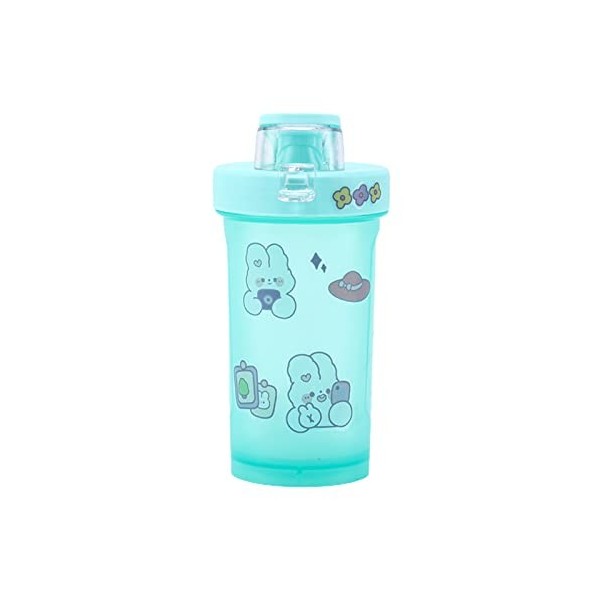 Bouteille de shaker de 300 ml avec autocollant de dessins animés, bon scellage, bouche large de grande capacité de qualité al