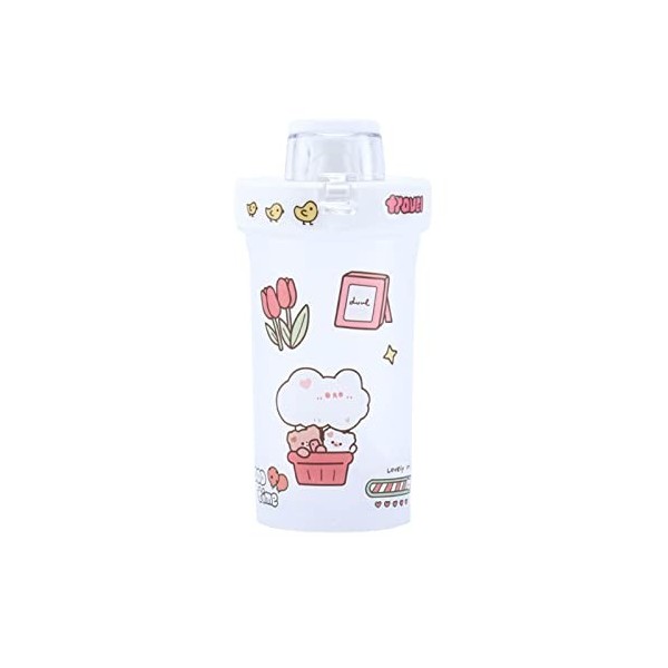 Bouteille de shaker de 300 ml avec autocollant de dessins animés, bon scellage, bouche large de grande capacité de qualité al