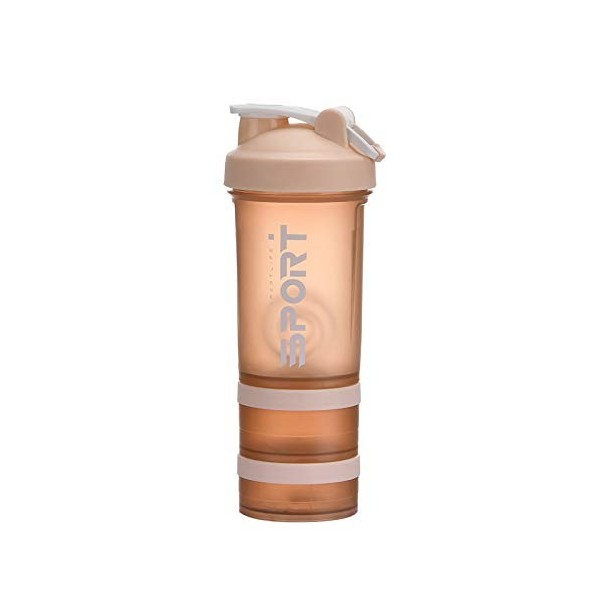 Nicoone Bouteille shaker portable pour protéines, mélangeur de compléments alimentaires avec stockage de poudre pour la cours