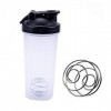 tJexePYK Bouteille shaker de sport de 600 ml avec boule mélangeuse en plastique transparent pour régime et fitness