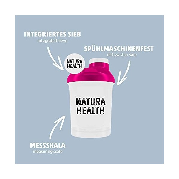 Naturaslim Shaker à protéines sans BPA, nettoyage facile 300 ml magenta 