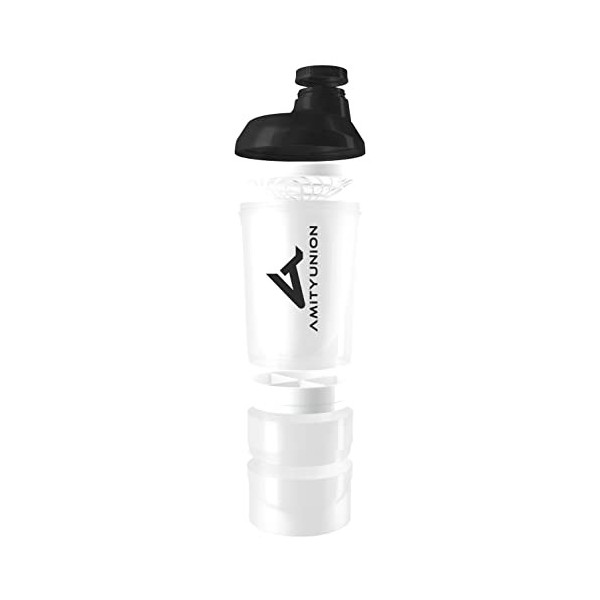 AMITYUNION Protein Shaker Deluxe 700 ml - Agitateur de protéines étanche, sans BPA - Tamis et tartre pour les shakes crémeux 